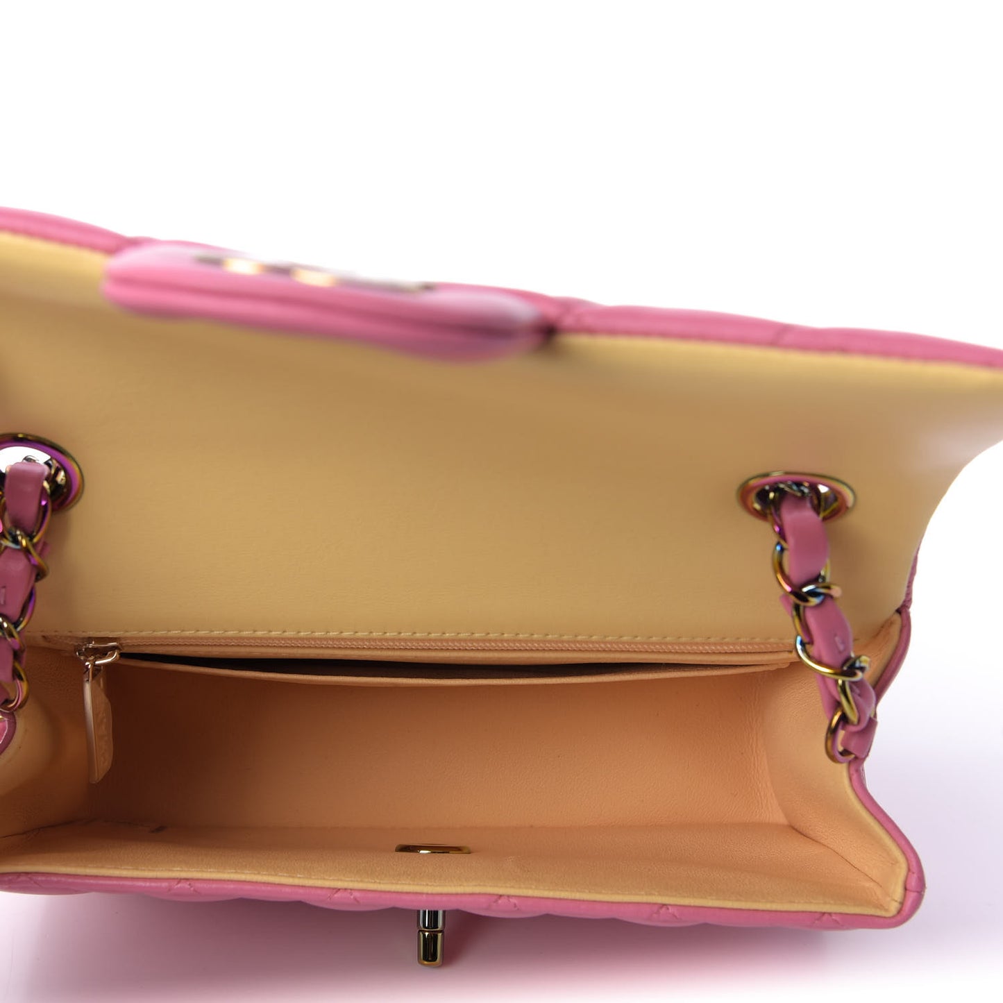 Lambskin Quilted Mini Rectangular Flap Pink Yellow