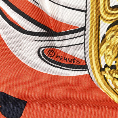 Hermes Silk Brides De Gala Love Scarf 90 Orange Marine White 3 of 4