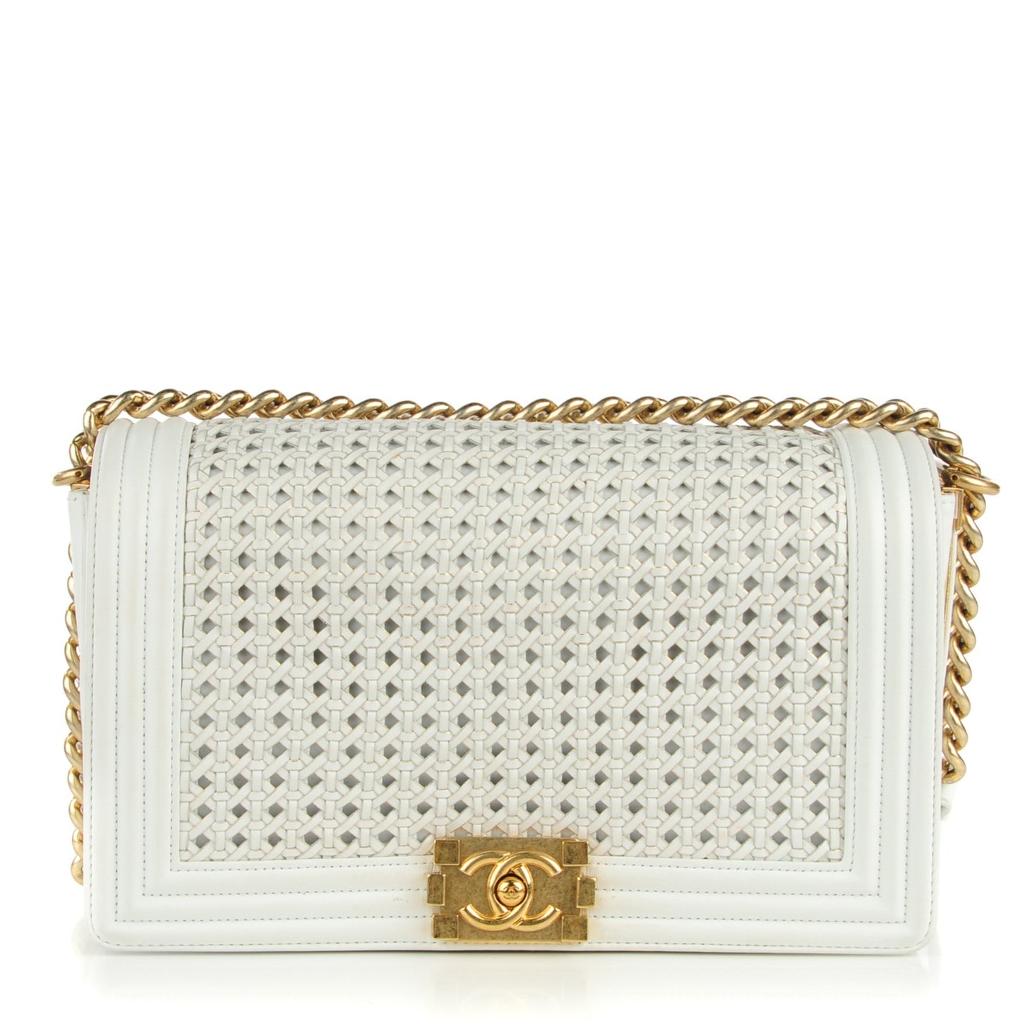 Sheepskin Braided New Medium Boy Reverso Flap White