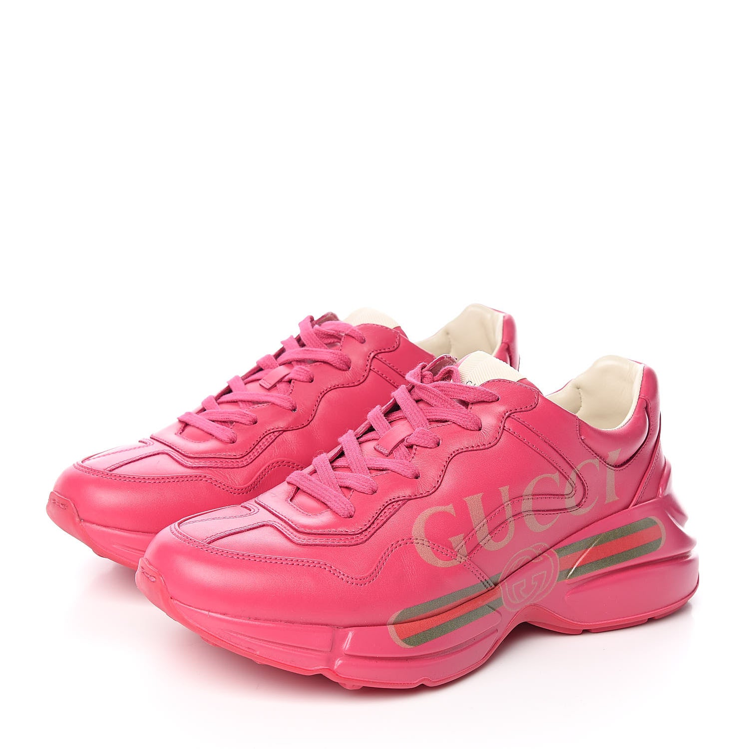 Gucci Calfskin Logo Mens Rhyton Sneakers 7.5 Box Pink 3 of 11