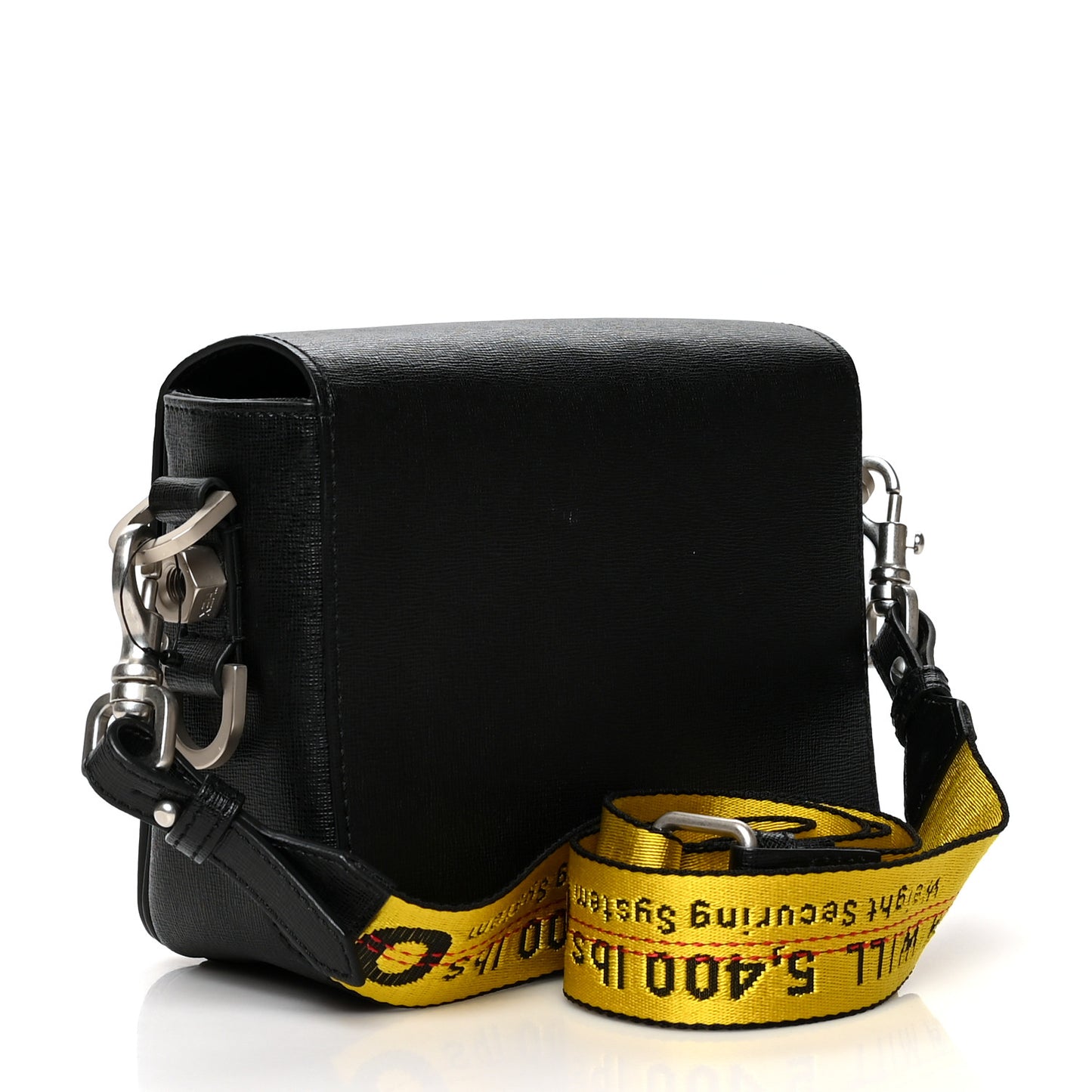 Saffiano Striped Diag Bag Black White