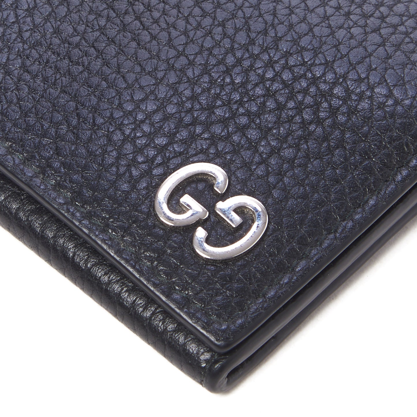 Pebbled Calfskin Dorian Card Case Black