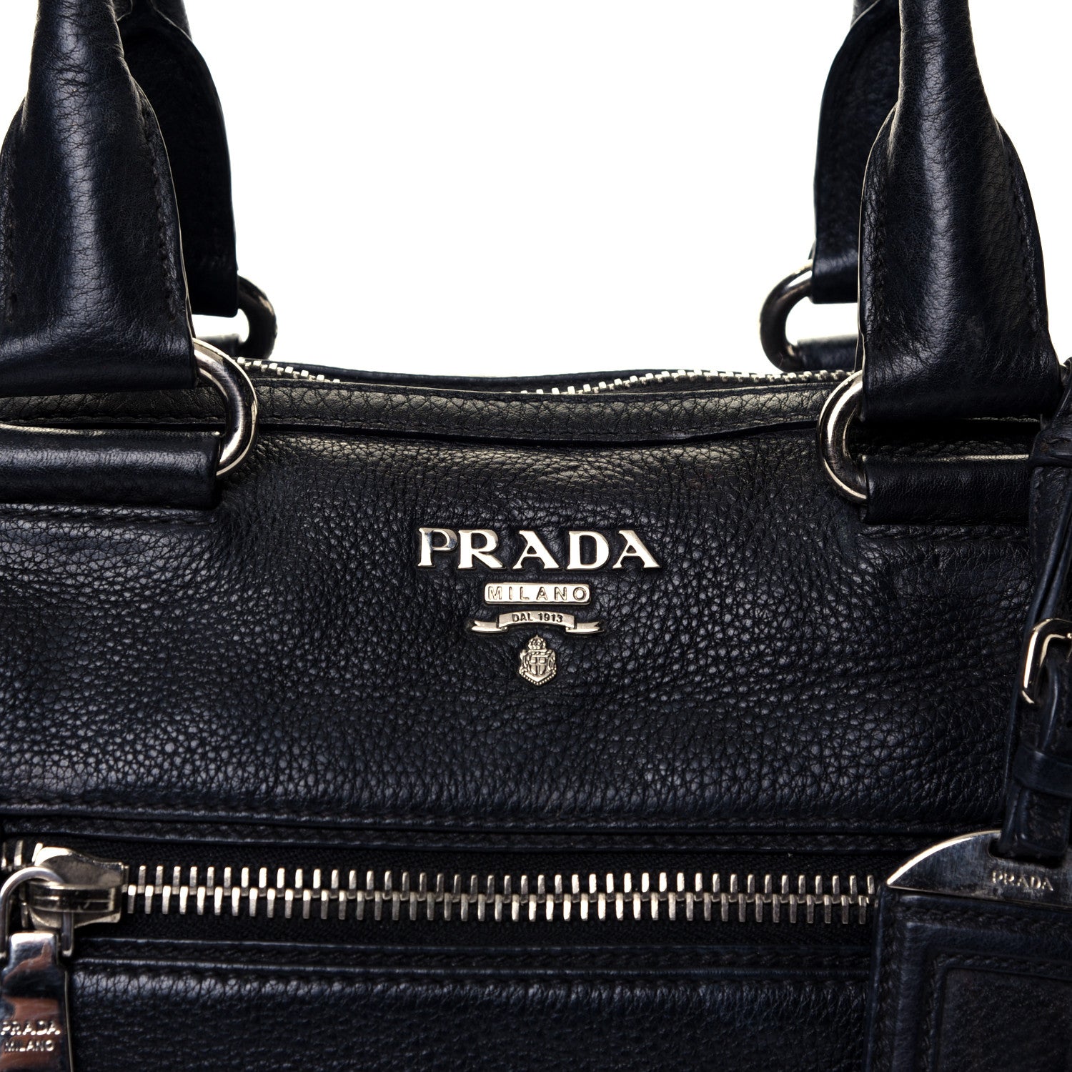 Prada Vitello Daino Top Handle Tote Black 14 of 39