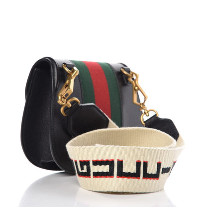 Gucci Calfskin Web Crystal Butterfly Stripe Small Totem Shoulder Bag Black 3 of 7
