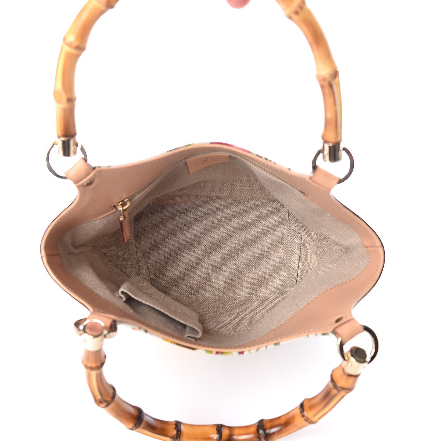 Canvas Floral Flora Bamboo Handle Bag White