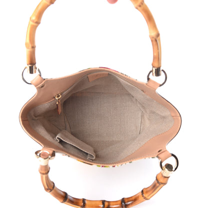 Gucci Canvas Floral Flora Bamboo Handle Bag White 7 of 19