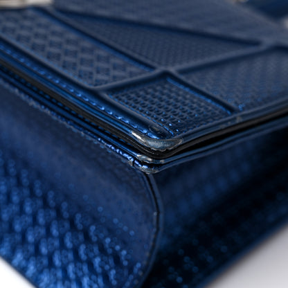 Christian Dior Metallic Patent Micro-Cannage Medium Diorama Flap Bag Blue 8 of 22