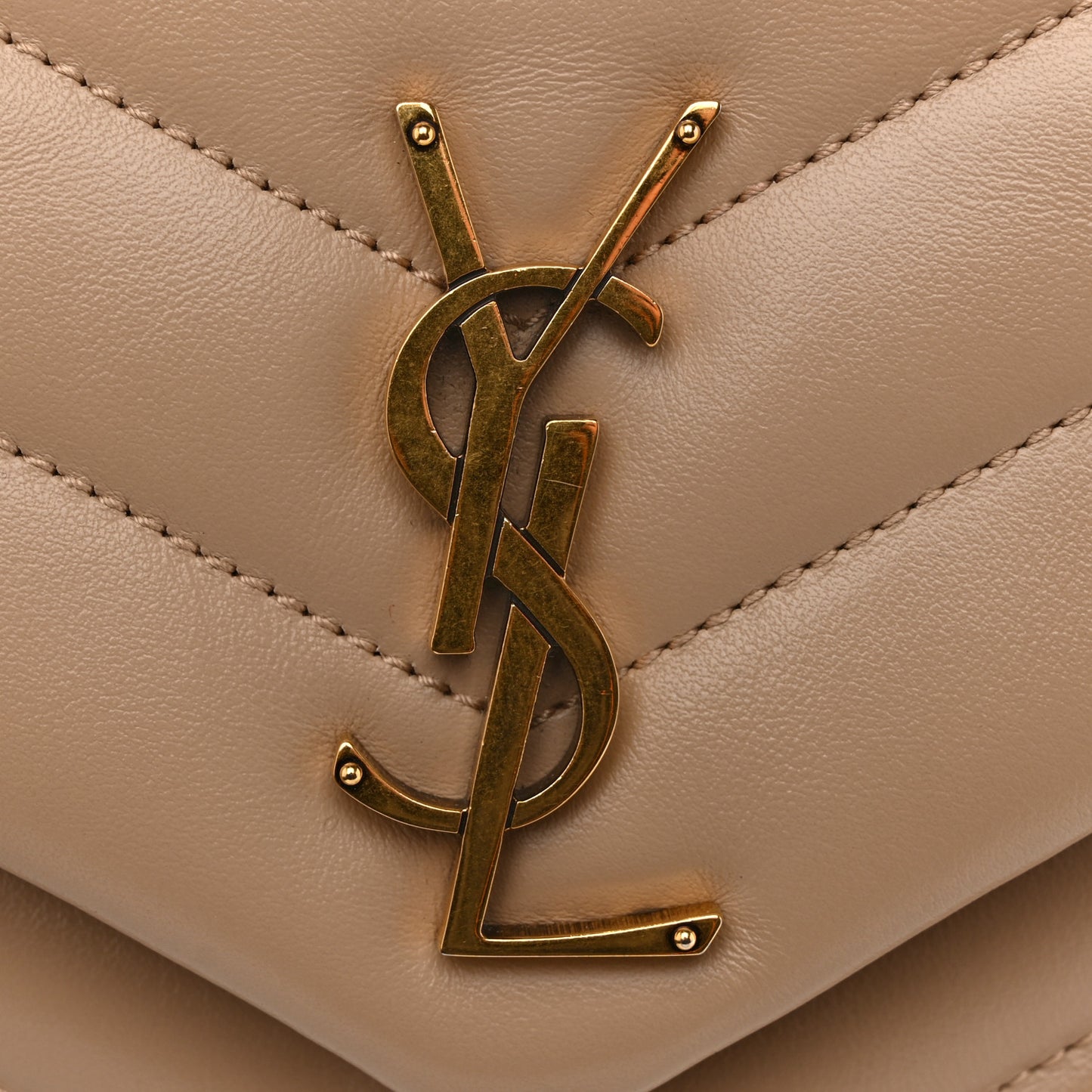 Calfskin Y Quilted Monogram Small Loulou Chain Satchel Dark Beige