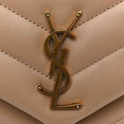 Saint Laurent Calfskin Y Quilted Monogram Small Loulou Chain Satchel Dark Beige 11 of 12