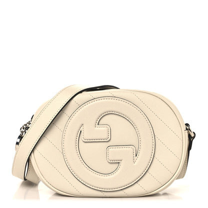 Gucci Sakai Be Green Calfskin Diagonal Stitched Mini Blondie Shoulder Bag Mystic White 1 of 10