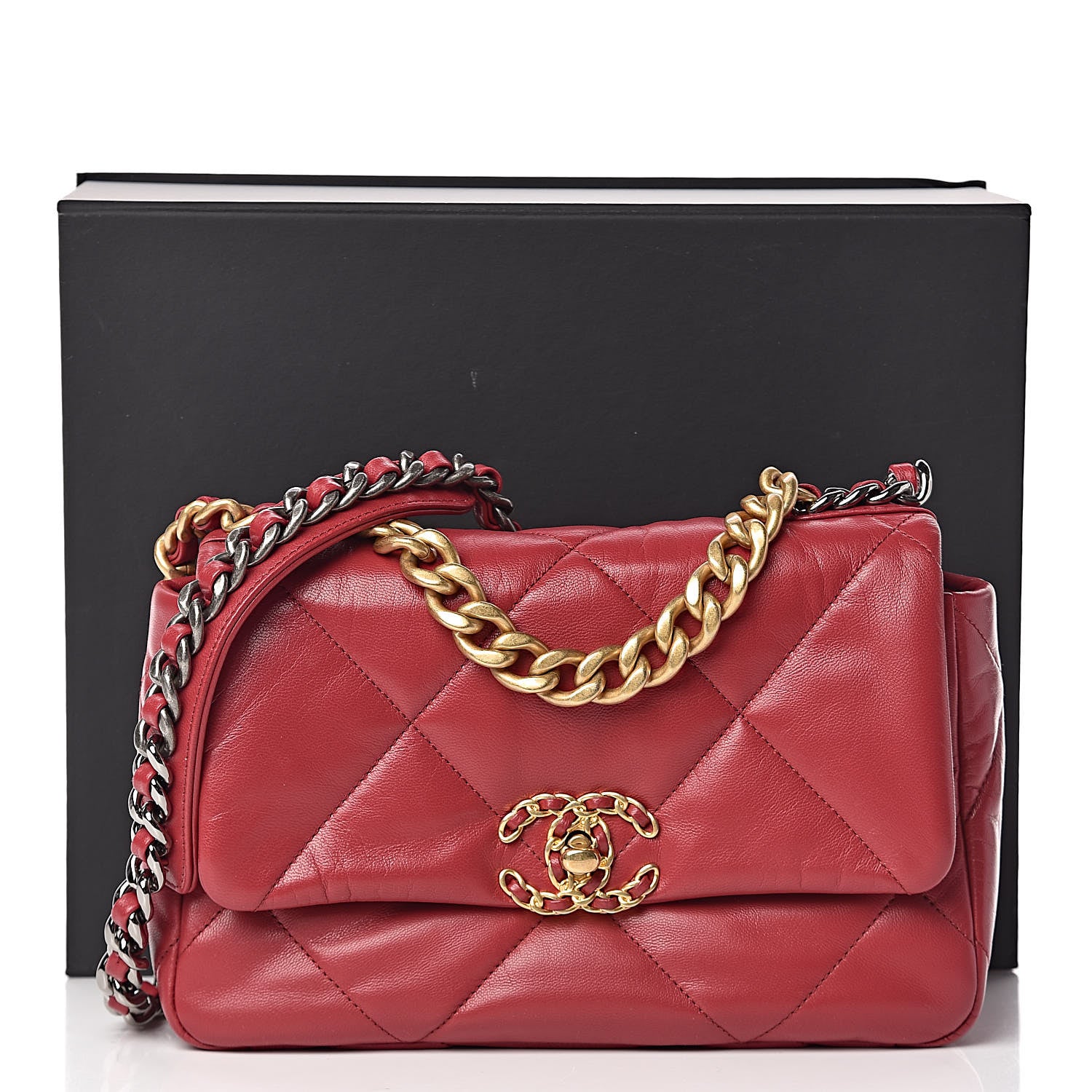 Chanel Lambskin Quilted Medium 19 Flap Red 11 of 11