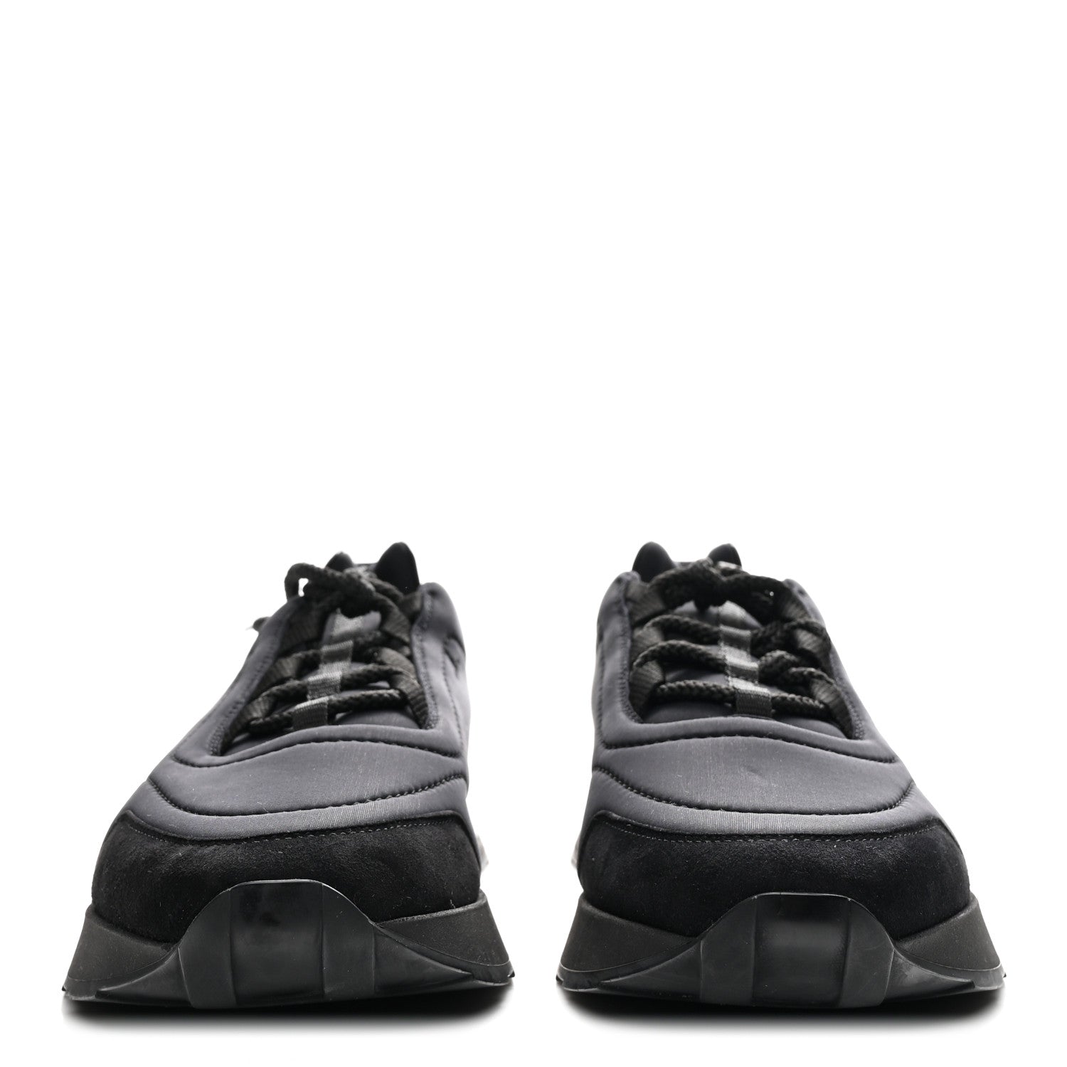 Hermes Technical Canvas Calfskin Suede Goatskin Mens Buster Sneakers 43 Black 3 of 9