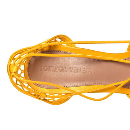 Bottega Veneta Mesh Nappa Stretch Ankle Tie Sandals 35 Egg Yolk 7 of 8