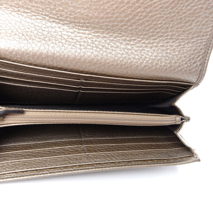 Gucci Metallic Pebbled Calfskin Large Soho Continental Wallet Golden Beige 5 of 6
