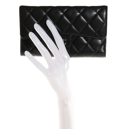 Chanel Lambskin Quilted Large Flap Wallet Black 2 of 9