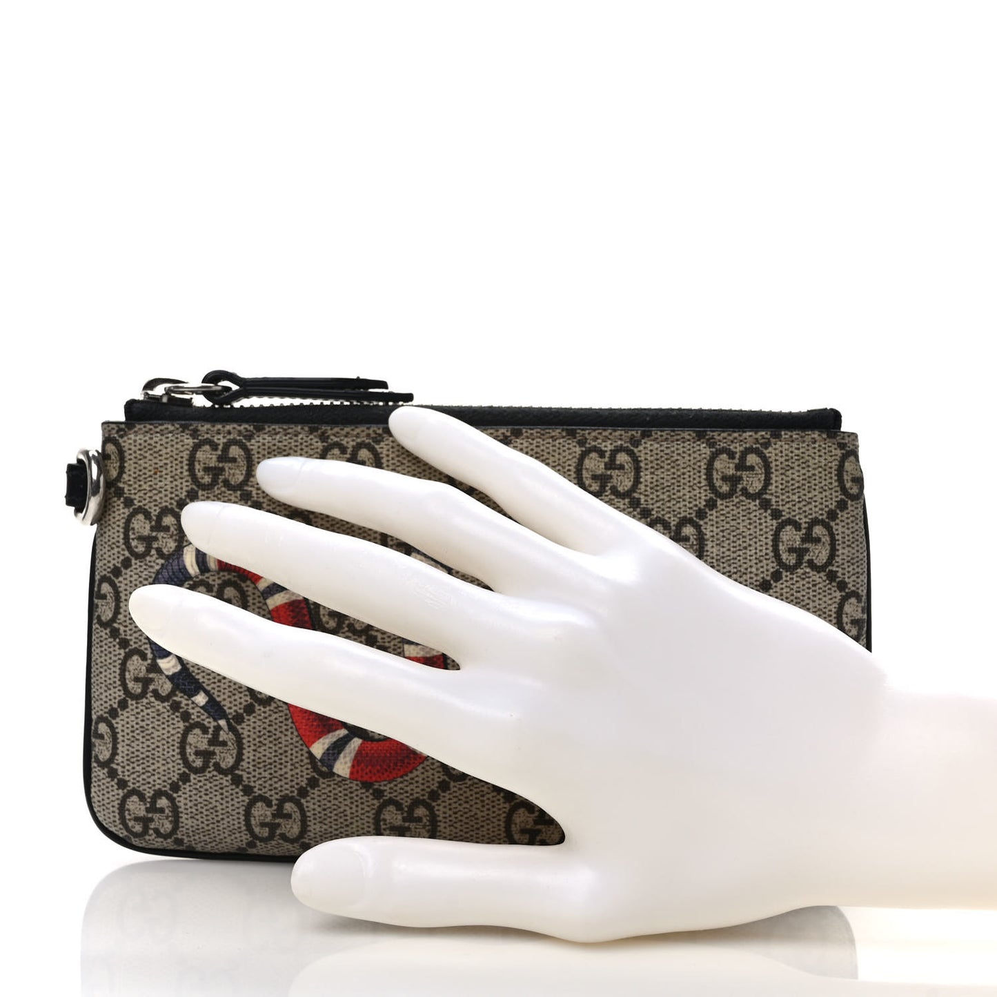 GG Supreme Monogram Kingsnake Zip Pouch Black