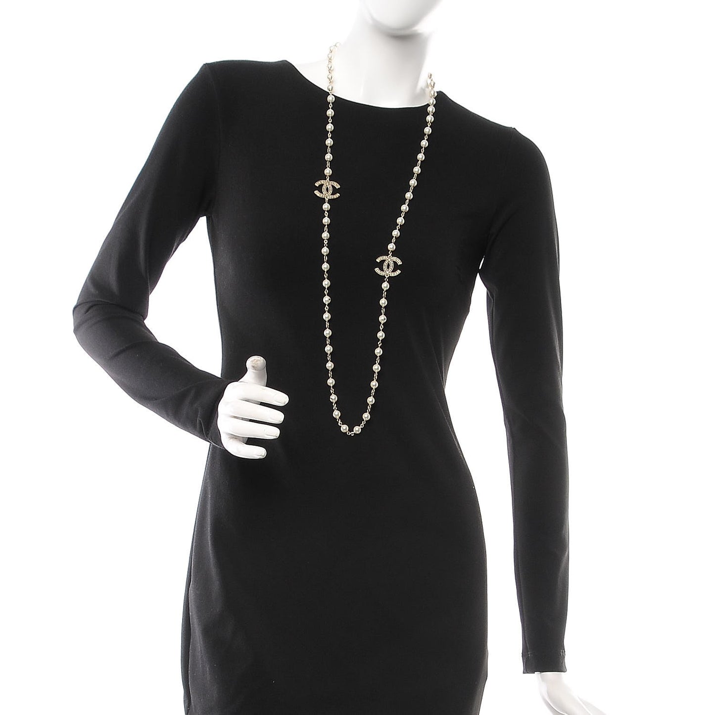 Pearl CC Long Necklace Gold