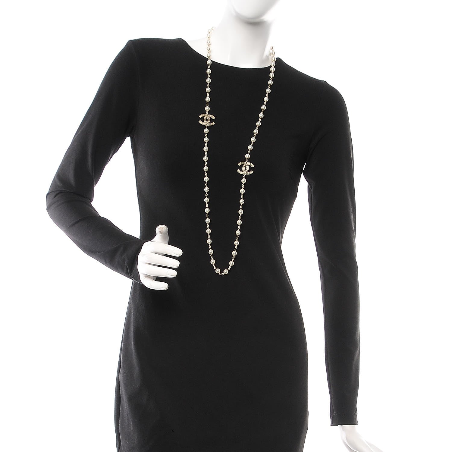Chanel Pearl CC Long Necklace Gold 2 of 6