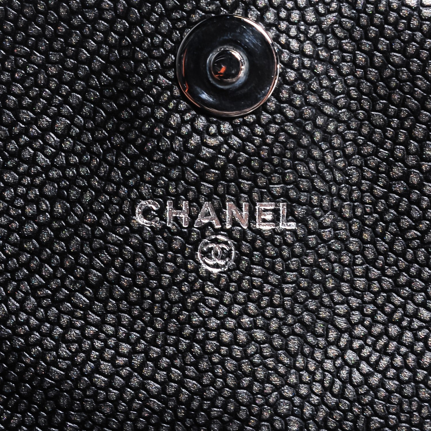 Chanel Metallic Caviar Half Moon Wallet On Chain WOC Dark Silver 7 of 8