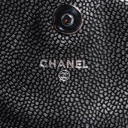 Chanel Metallic Caviar Half Moon Wallet On Chain WOC Dark Silver 7 of 8