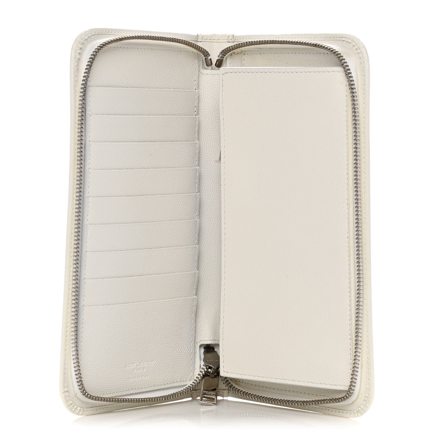Saint Laurent Grain De Poudre Classic Zip Around Travel Wallet White 5 of 10