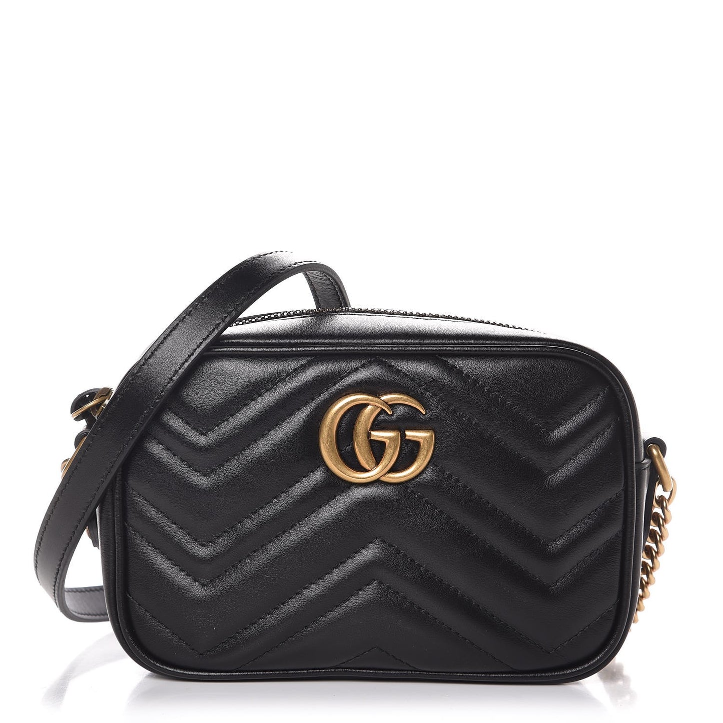 Calfskin Matelasse Mini GG Marmont Chain Shoulder Bag Black