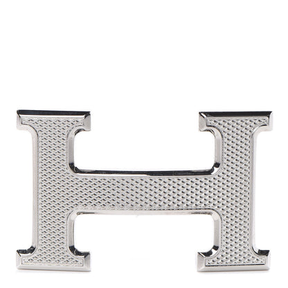 Hermes Palladium Guilloche 32mm H Belt Buckle 1 of 3