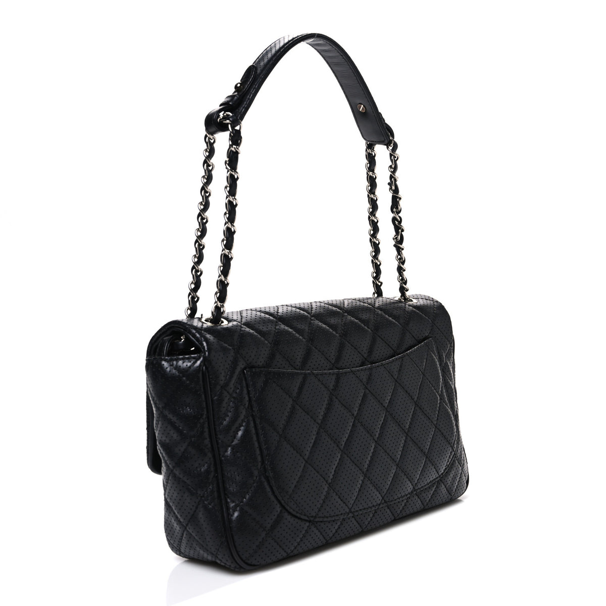 Lambskin Perforated Jumbo Punch Flap Black