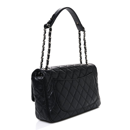 Chanel Lambskin Perforated Jumbo Punch Flap Black 3 of 10