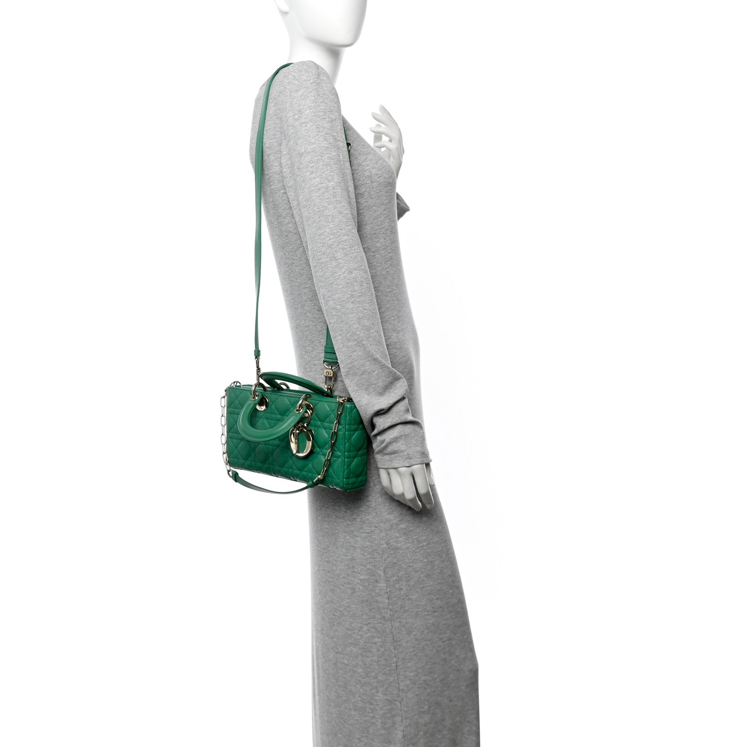 Christian Dior Lambskin Cannage Medium Lady D-Joy Green 2 of 10