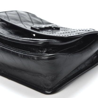 Saint Laurent Crinkled Calfskin Matelasse Monogram Baby Niki Chain Satchel Black 6 of 10