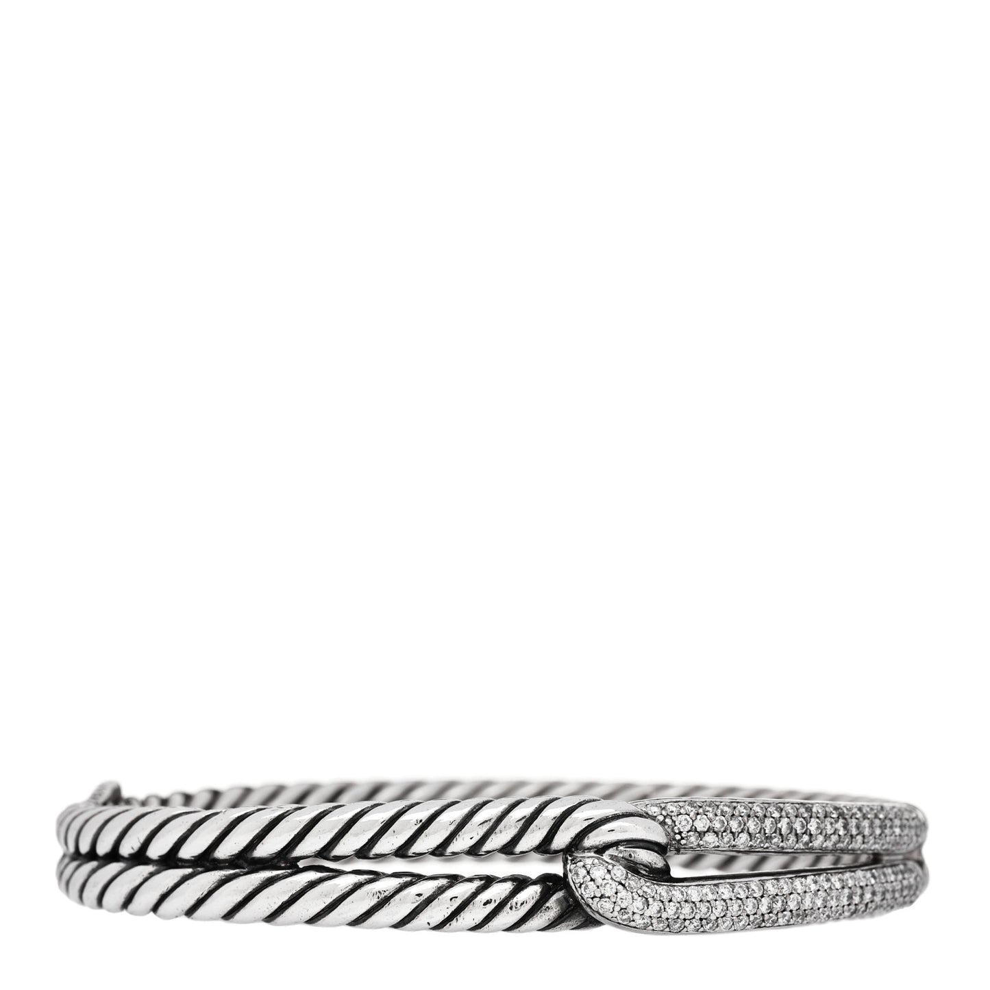 Sterling Silver Diamond Pave 10mm Single Loop Labyrinth Bracelet