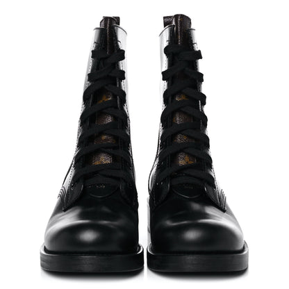 Louis Vuitton Calfskin Monogram Metropolis Flat Ranger Boots 41 Black 2 of 8