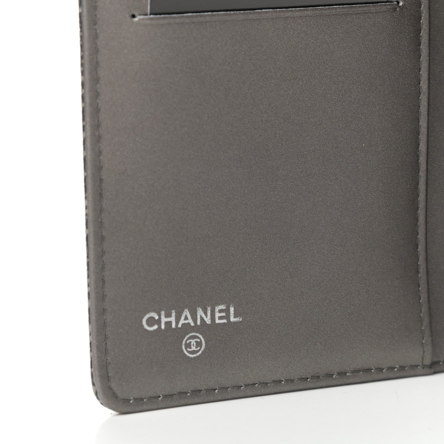 Chanel Metallic Caviar Timeless CC Yen Wallet Dark Silver 6 of 7