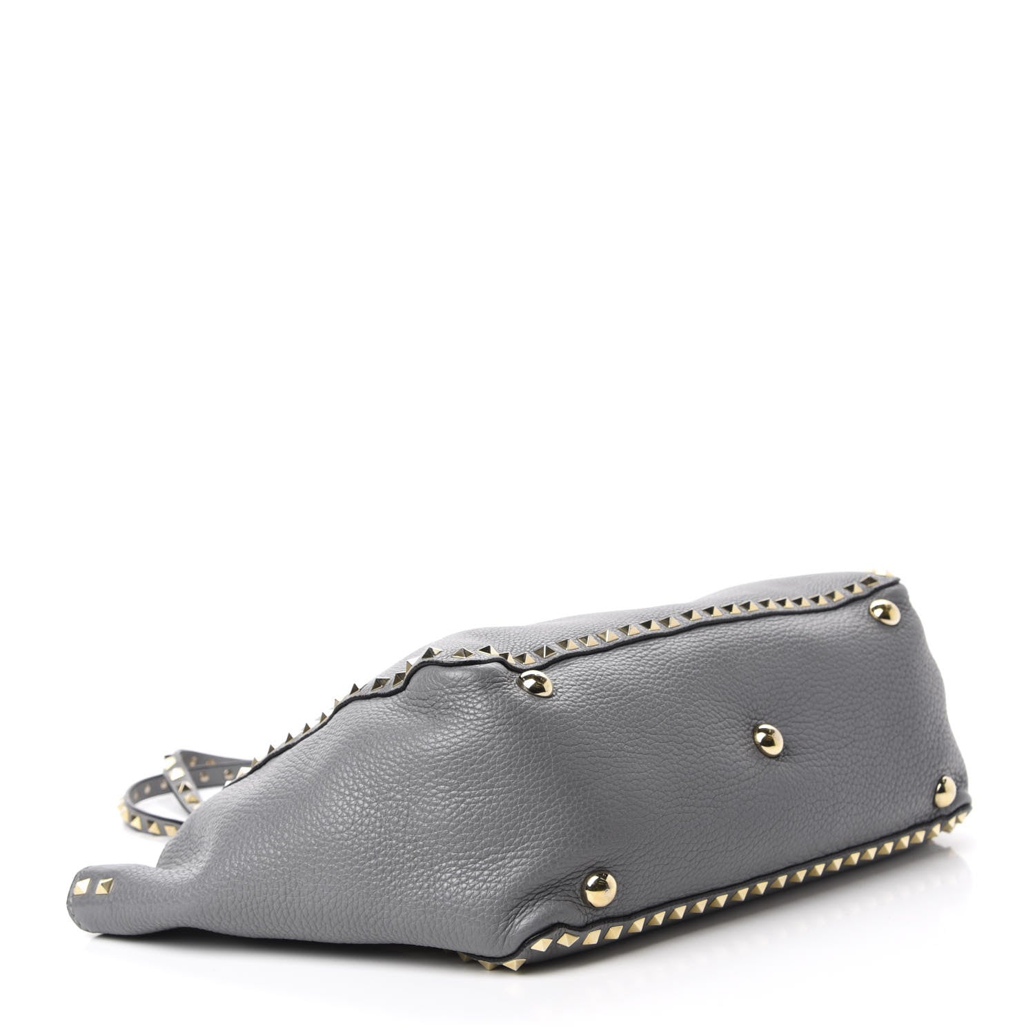 Valentino Garavani Pebbled Calfskin Medium Rockstud Tote Grey 4 of 9