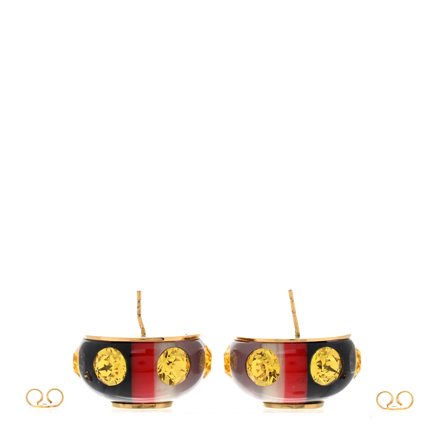 Gucci Resin Strass Vintage Web Stud Earrings Blue Red 3 of 6