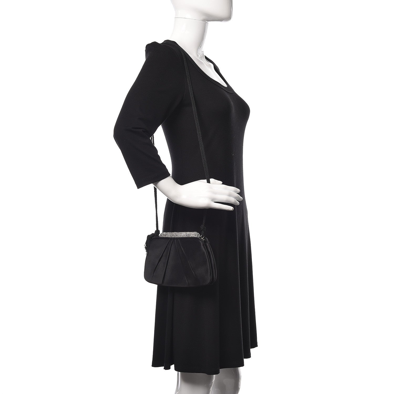 Judith Leiber Satin Crystal Evening Bag Black 2 of 10