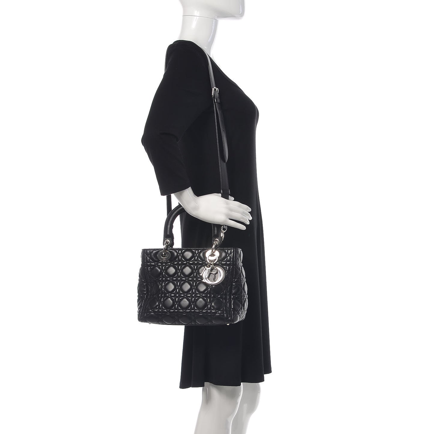 Lambskin Cannage Medium Lady Dior Black