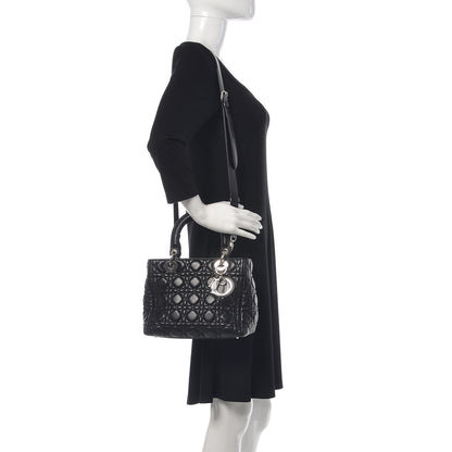 Christian Dior Lambskin Cannage Medium Lady Dior Black 2 of 11