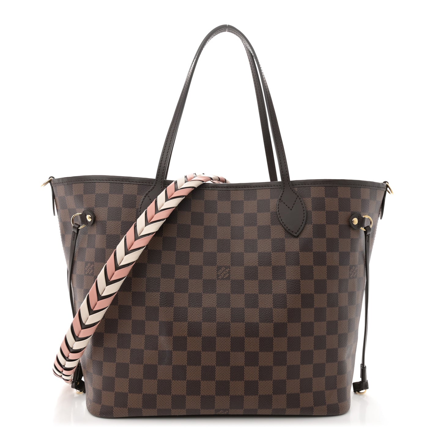 Damier Ebene Braided Neverfull MM Pink