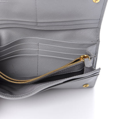 Prada Saffiano Metal Continental Flap Wallet Granito 7 of 8