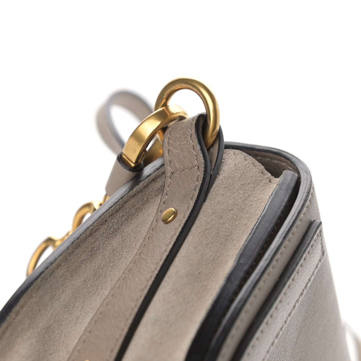 Calfskin Suede Small Nile Bracelet Bag Motty Grey