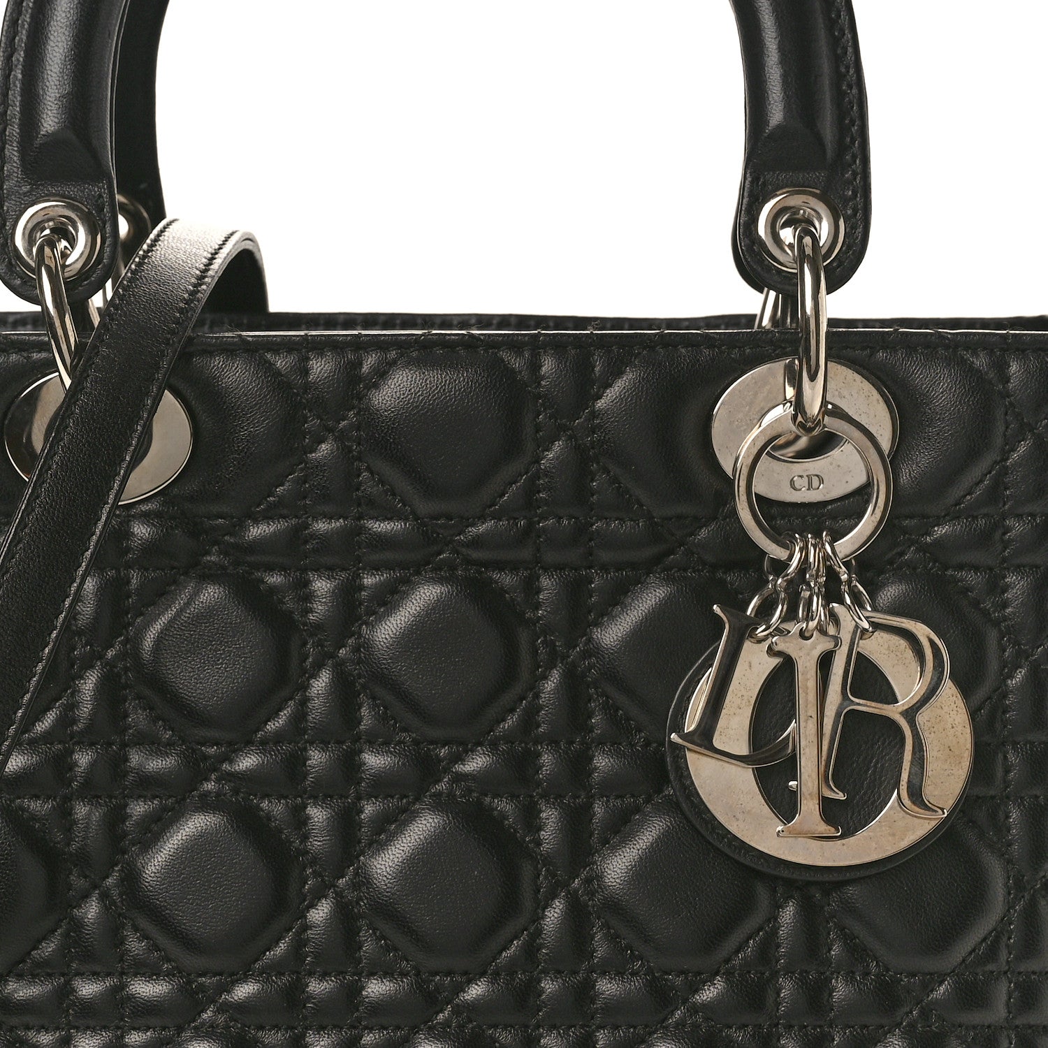 Christian Dior Lambskin Cannage Medium Lady Dior Black 8 of 12