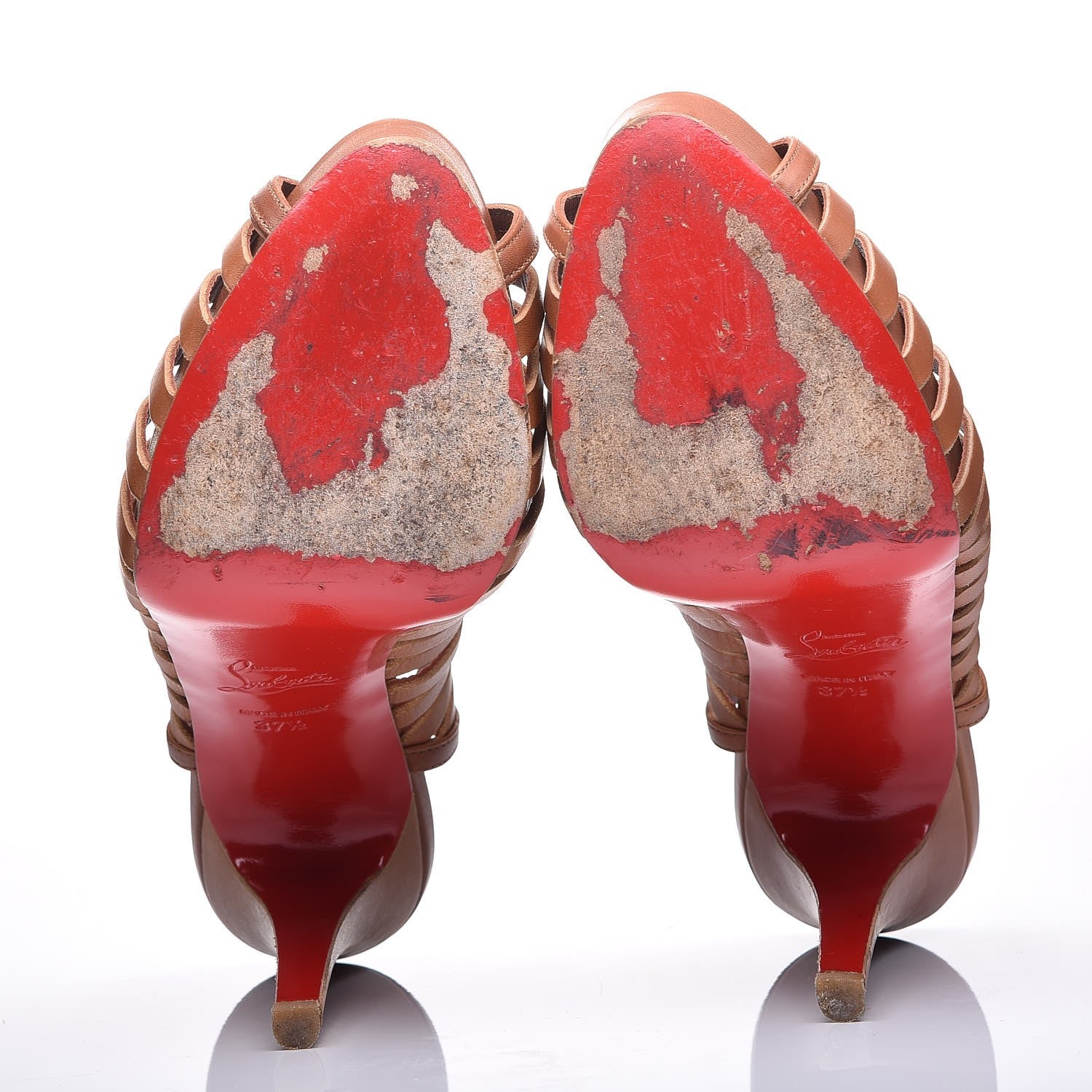 Christian Louboutin Calfskin Slingback Platform Pumps 37.5 Brown 7 of 12