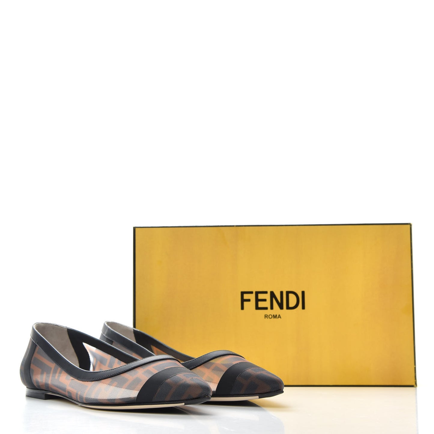 Mesh FF Skimmer Ballerina Flats 39 Tobacco Moro Black
