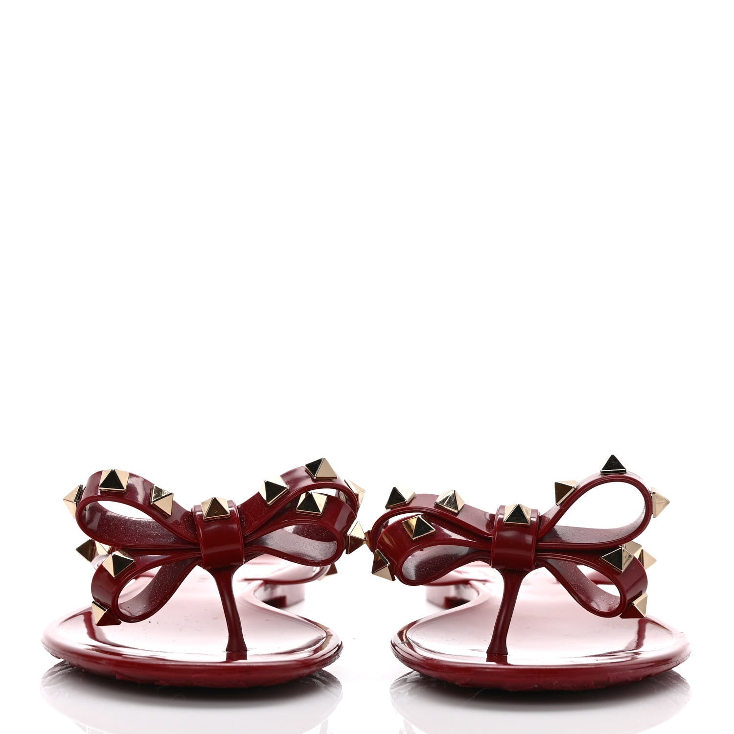 Valentino Garavani PVC Jelly Rockstud Bow Thong Sandals 37 Deep Cyclamin 2 of 8