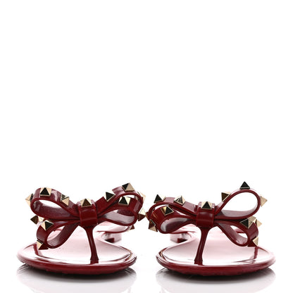 Valentino Garavani PVC Jelly Rockstud Bow Thong Sandals 37 Deep Cyclamin 2 of 8