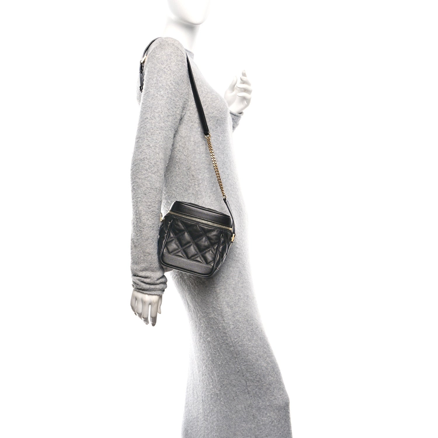 Saint Laurent Grain de Poudre Quilted 80's Vanity Bag Black 2 of 10