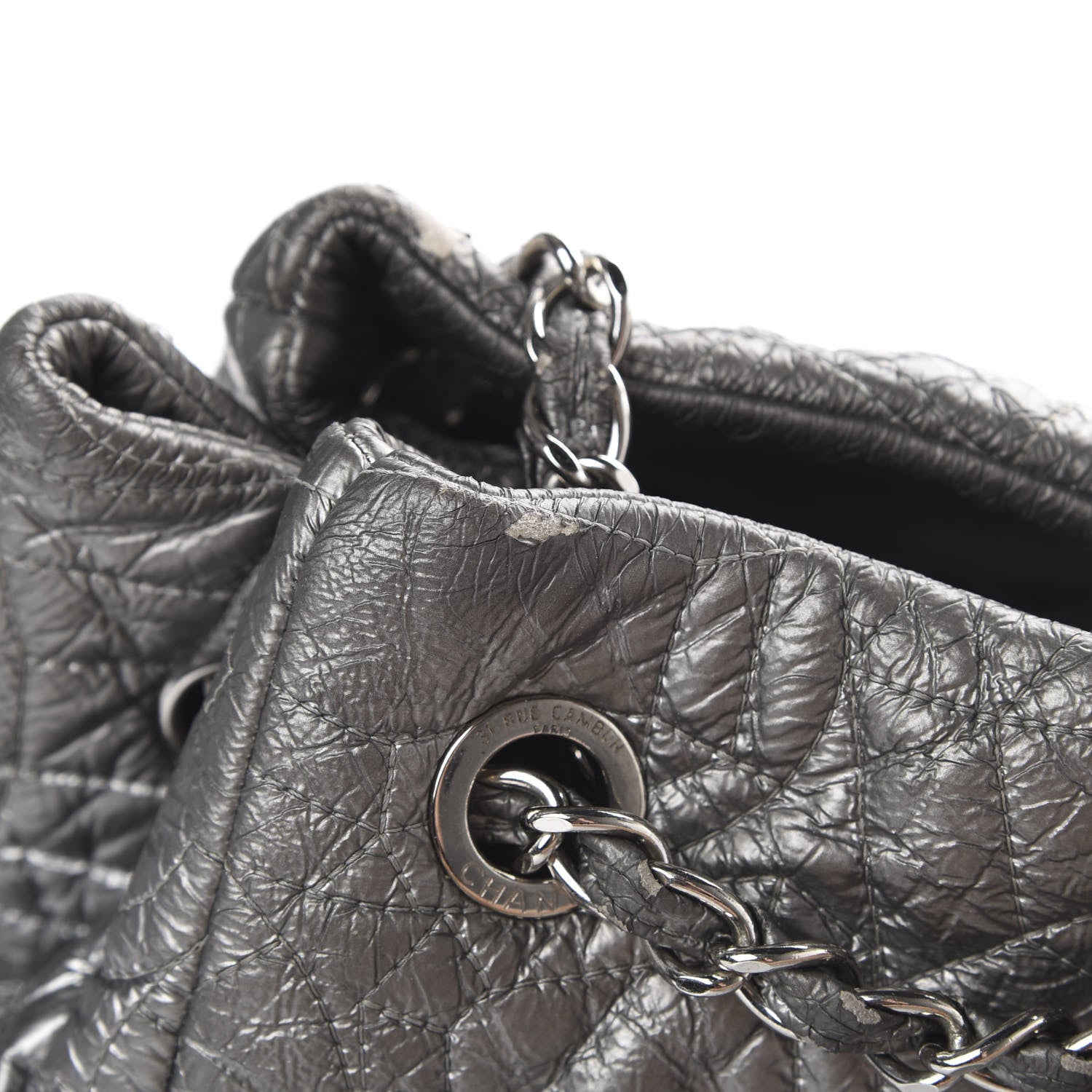 Chanel Vinyl Graphic Edge Tote Silver 17 of 21