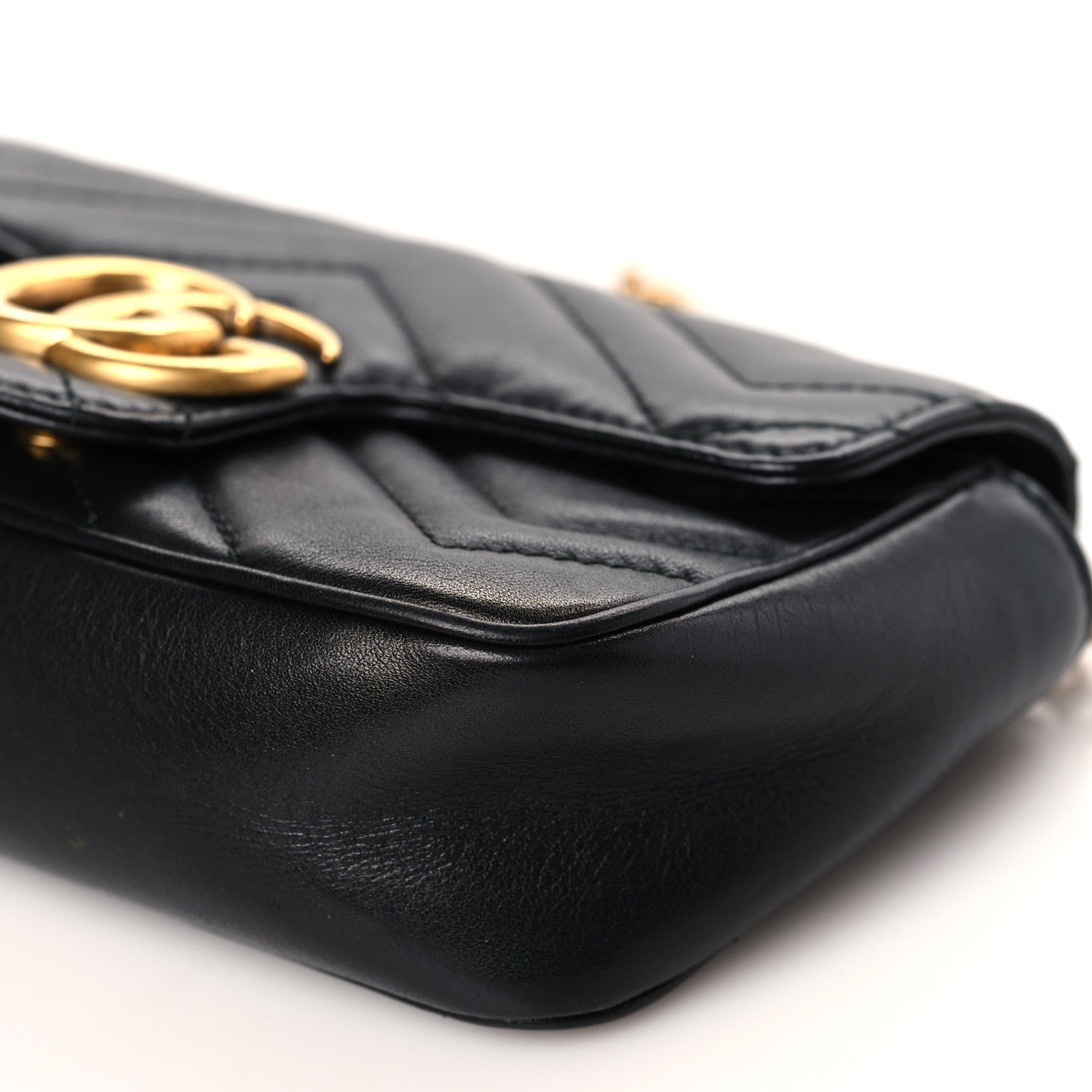 Gucci Calfskin Matelasse Super Mini GG Marmont Shoulder Bag Black 9 of 9